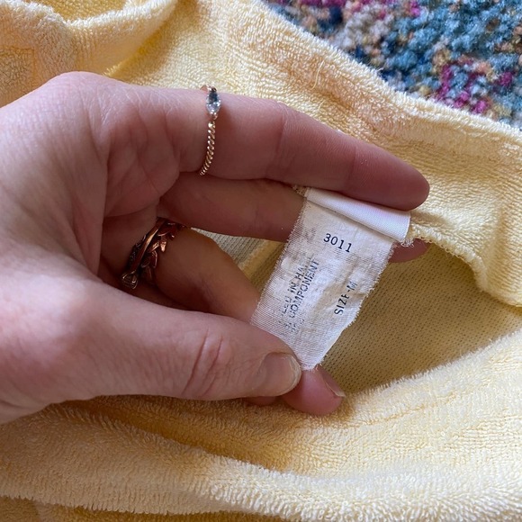Vintage 1980s/90s Light Pastel Yellow Terry Cloth Mini Dress Swim Coverup - Picture 7 of 7